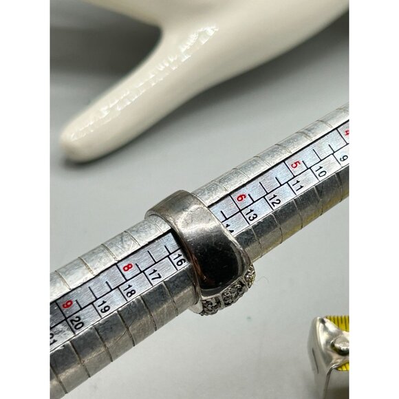 Sterling Silver Triple Band Design Ring Size 5.75 CZ Pave Vintage Jewelry - Picture 8 of 8